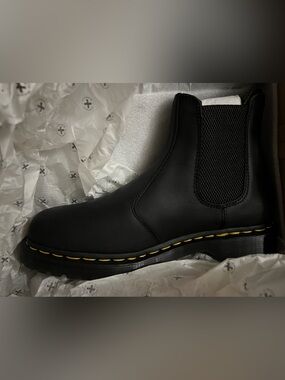 Dr. Martens Black Chelsea Boots with Yellow Stitching